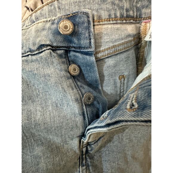 Old Navy High Rise Secret Slim Size 6 Light Blue Denim Jean Skirt Button Fly - Picture 7 of 9